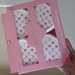 Juicy Couture Pink and White Snacking 8pc  Container Set
